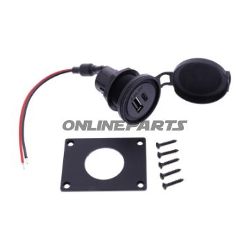 Dobbeltstikdåse Power USB Låg/Monteringsplade M+S