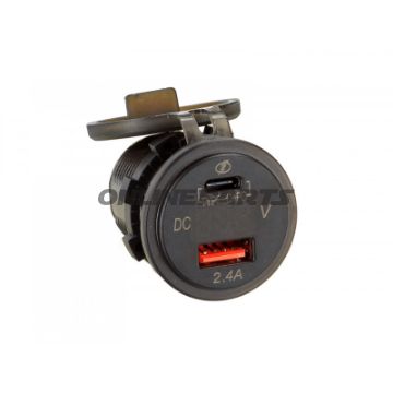 Doppelsteckdose USB-A USB-C PD MAX 3A  für Einbau