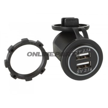 Doppelsteckdose USB 12V/24V 2x 2.1A für Einbau
