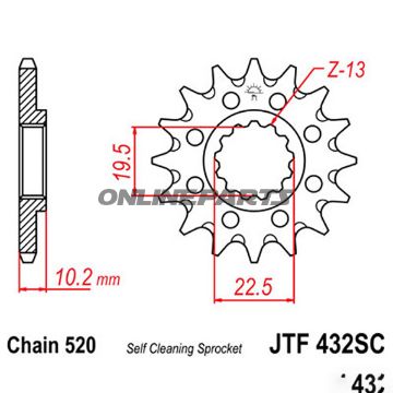 For tandhjul Racing 14Tooth Pitch 520Narrow Spline 19.5/22