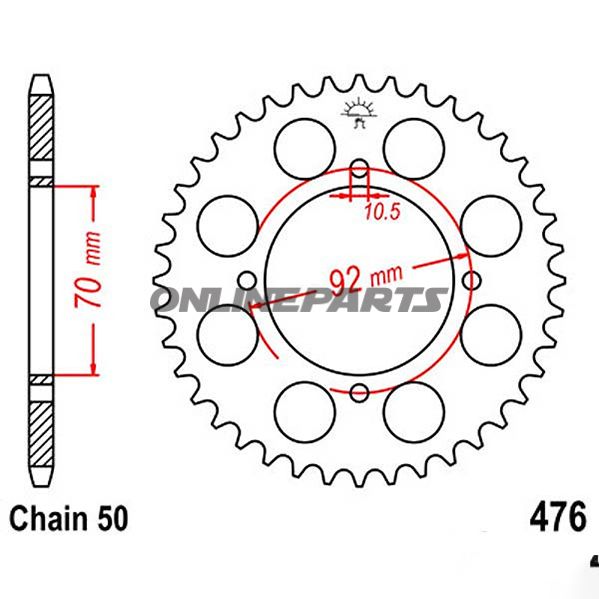 Bag tandhjul 35 Tooth 530 Silverinner Diameter 70 Bolt Spacing 92