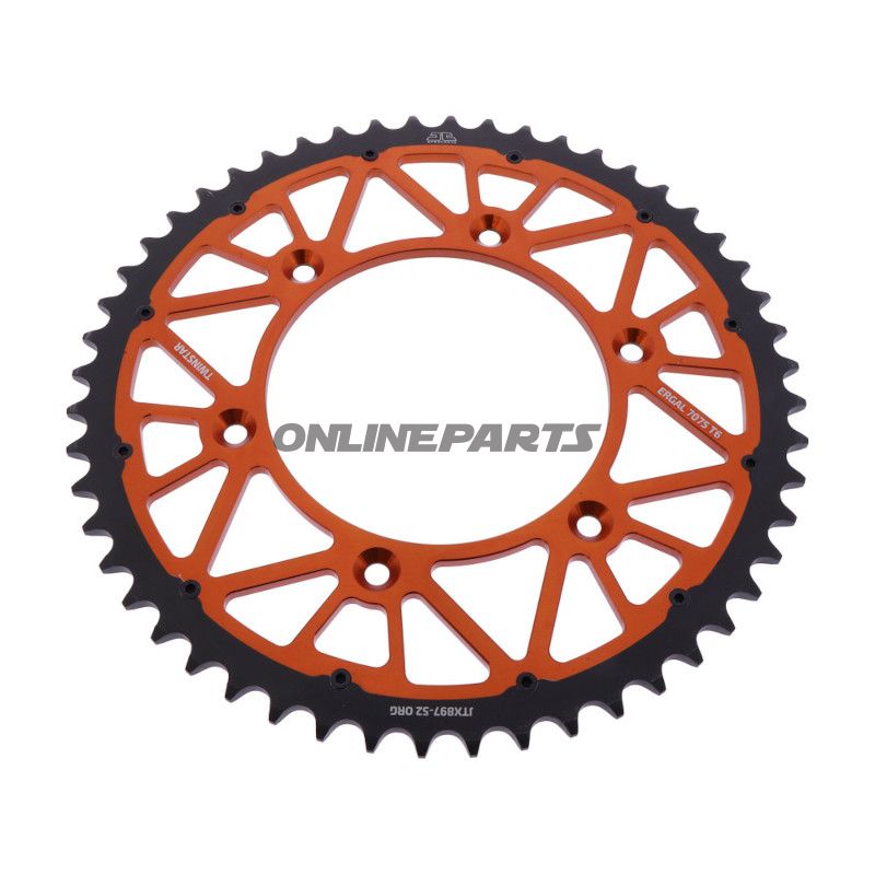 Kettenrad Twinstar 52Z Teilung 520 orange JT Innendurchmesser 125 Lochkreis 150