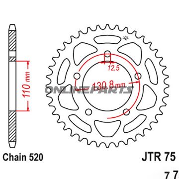 Tandhjul 35Z tænder 520 sort Indre diameter 103 hul cirkel 132