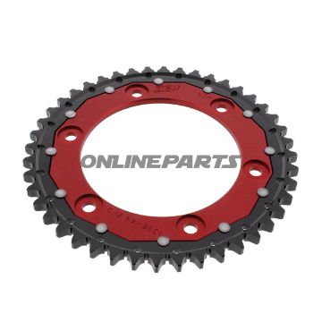 Tandhjul Dual 44Z tænder 530 rød ZF Indre diameter 134 Hulmønster 160