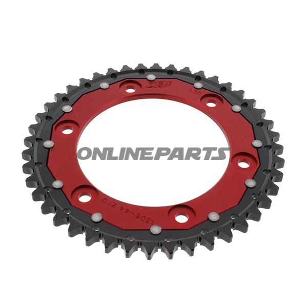 Tandhjul Dual 44Z tænder 530 rød ZF Indre diameter 134 Hulmønster 160