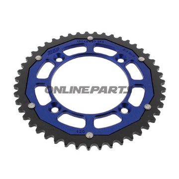 Tandhjul Dual 47Z tænder 420 blå ZF Indre diameter 100 Hulcirkel 120 til Yamaha YZ 65