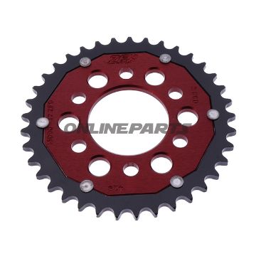 Tandhjul Dual 37Z tænder 428 rød ZF Indre diameter 058 Hulmønster 082