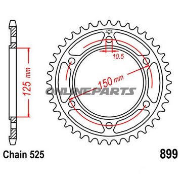 Tandhjul 40Z tænder 520 sort Indre diameter 098 hulmønster 118