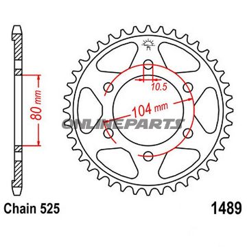 Tandhjul 38Z tænder 420 Indre diameter 064 Hulmønster 080