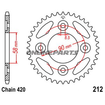 Tandhjul 35Z tænder 420 indvendig diameter 058 hulmønster 090