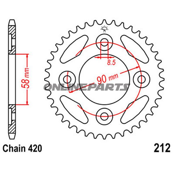 Tandhjul 35Z tænder 420 indvendig diameter 058 hulmønster 090