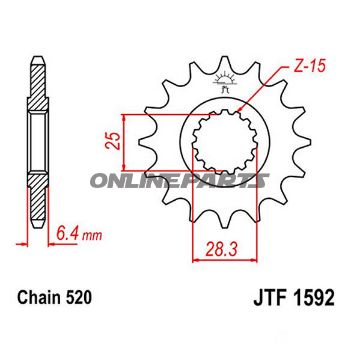 For tandhjul 13Tooth Pitch 520Narrow Spline 25/28
