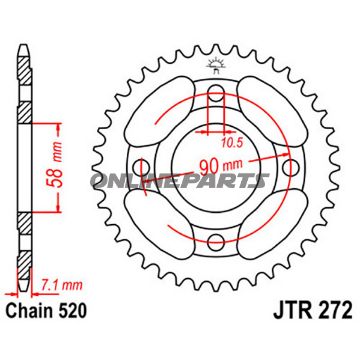 Tandhjul 31Z tænder 520 indre diameter 058 hulmønster 090 til Honda CB 250