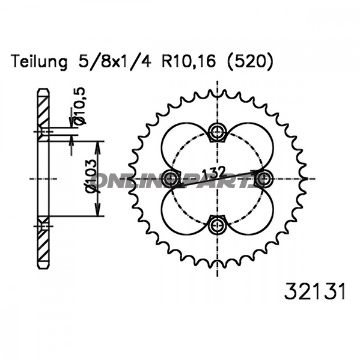 Tandhjul 28Z tænder 428 sort Indre diameter 036 hulmønster 056