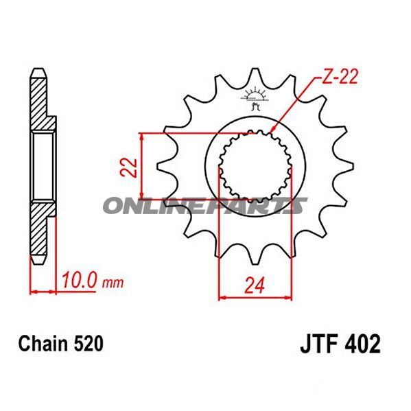 Ritzel 17Z dele 520 fint tandhjul indre diameter 22/24