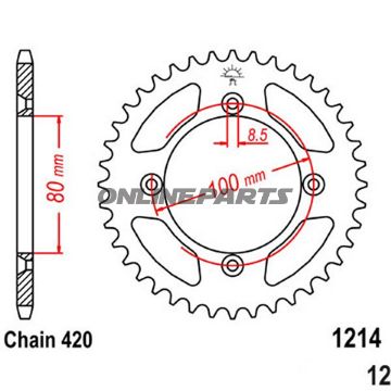 Bag tandhjul 38 Tooth Pitch 420 Blackinner Diameter 148 Bolt Spacing 170
