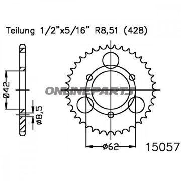 Bag tandhjul 32Z Pitch 428 Blackinner Diameter 042 Bolt Spacing 062