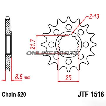 Racing-tandhjul 14Z dele 520 fint tandet indre diameter 21.7/25