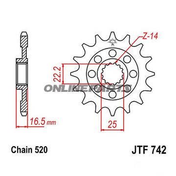Racing-tandhjul 14Z dele 520 fint tandet indre diameter 22/25