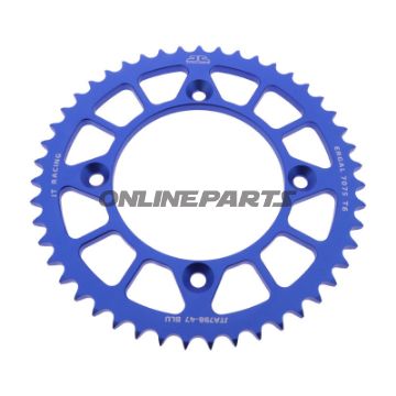 BAGESTE TANDHJUL ALUMINIUM 46 TAND PITCH 428 BLÅ JT INDVENDIG DIAMETER 100 BOLTAFSTAND 120