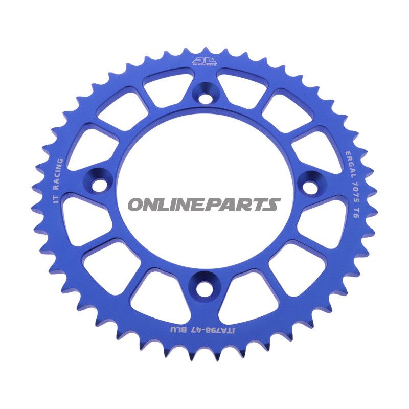 BAGESTE TANDHJUL ALUMINIUM 46 TAND PITCH 428 BLÅ JT INDVENDIG DIAMETER 100 BOLTAFSTAND 120