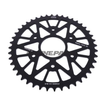 BAGESTE TANDHJUL ALUMINIUM 44 TAND PITCH 520 SORT INDVENDIG DIAMETER 063 BOLTAFSTAND 110