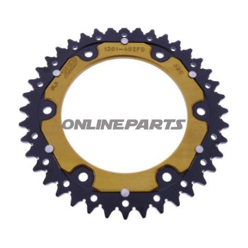 BAGESTE TANDHJUL DOBBELT 40 TAND PITCH 520 GULD ZF INDVENDIG DIAMETER XXX BOLTAFSTAND XXX