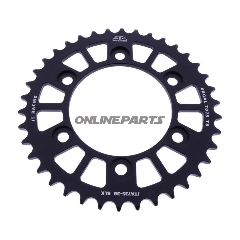 BAGESTE TANDHJUL ALUMINIUM 38 TAND PITCH 520 SORT JT INDVENDIG DIAMETER 100 BOLTAFSTAND 124