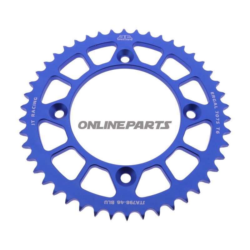 BAGESTE TANDHJUL ALUMINIUM 46 TAND PITCH 428 BLÅ JT INDVENDIG DIAMETER 100 BOLTAFSTAND 120