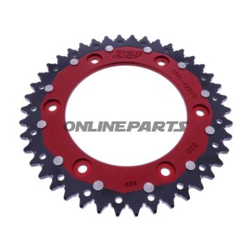 BAGESTE TANDHJUL DOBBELT 42 TAND PITCH 520 RØD ZF INDVENDIG DIAMETER XXX BOLTAFSTAND XXX