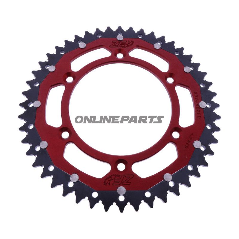 BAGESTE TANDHJUL DOBBELT 48 TAND PITCH 520 RØD ZF INDVENDIG DIAMETER 125 BOLTAFSTAND 150