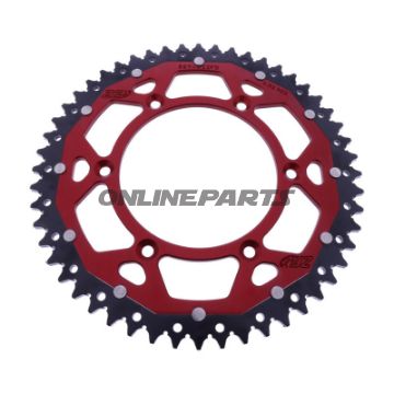 BAGESTE TANDHJUL DOBBELT 52 TAND PITCH 520 RØD ZF INDVENDIG DIAMETER 125 BOLTAFSTAND 150