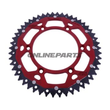 BAGESTE TANDHJUL DOBBELT 50 TAND PITCH 520 RØD ZF INDVENDIG DIAMETER 125 BOLTAFSTAND 150