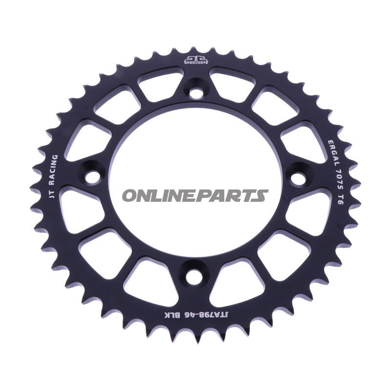 BAGESTE TANDHJUL ALUMINIUM 46 TAND PITCH 428 SORT JT INDVENDIG DIAMETER 100 BOLTAFSTAND 120