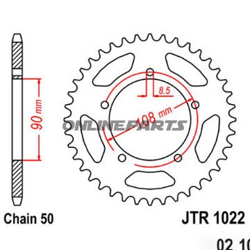Tandhjul 38Z tænder 530 indvendig diameter 090 hulmønster 108