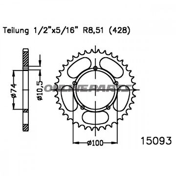 Tandhjul 53Z tænder 520 indvendig diameter 125 hulcirkel 153