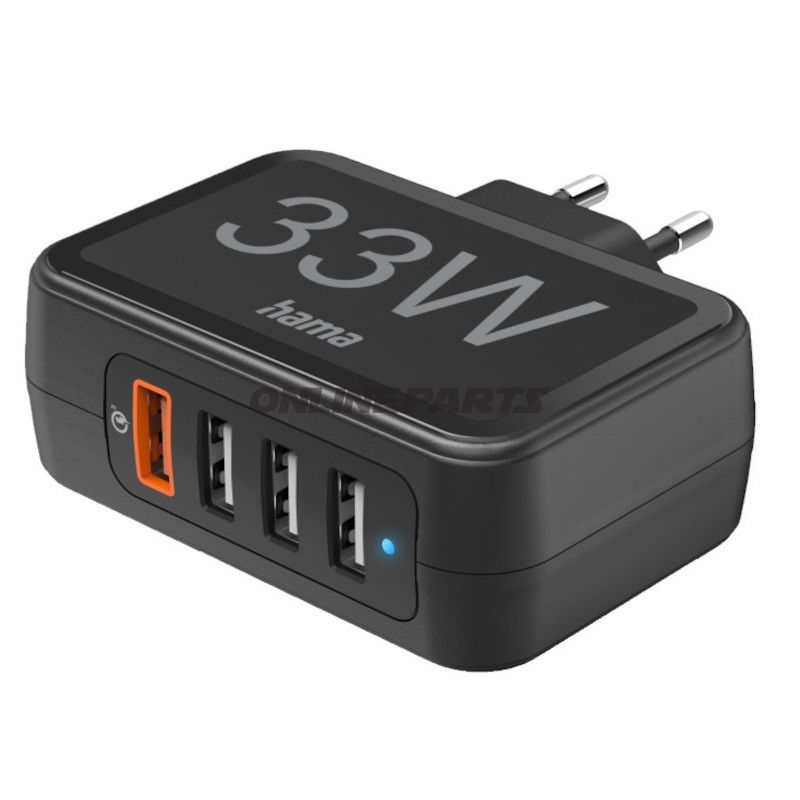 Ladegerät 230V USB 33W Quickcharge 3.0  4-Fach