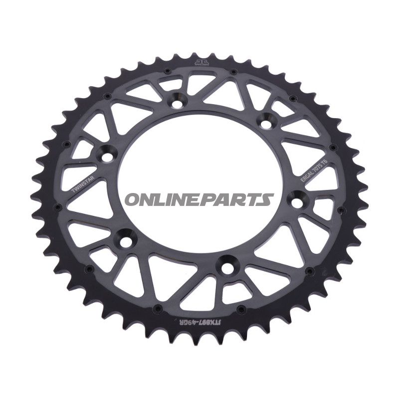 Kettenrad Twinstar 49Z Teilung 520 grau JT Innendurchmesser 125 Lochkreis 150