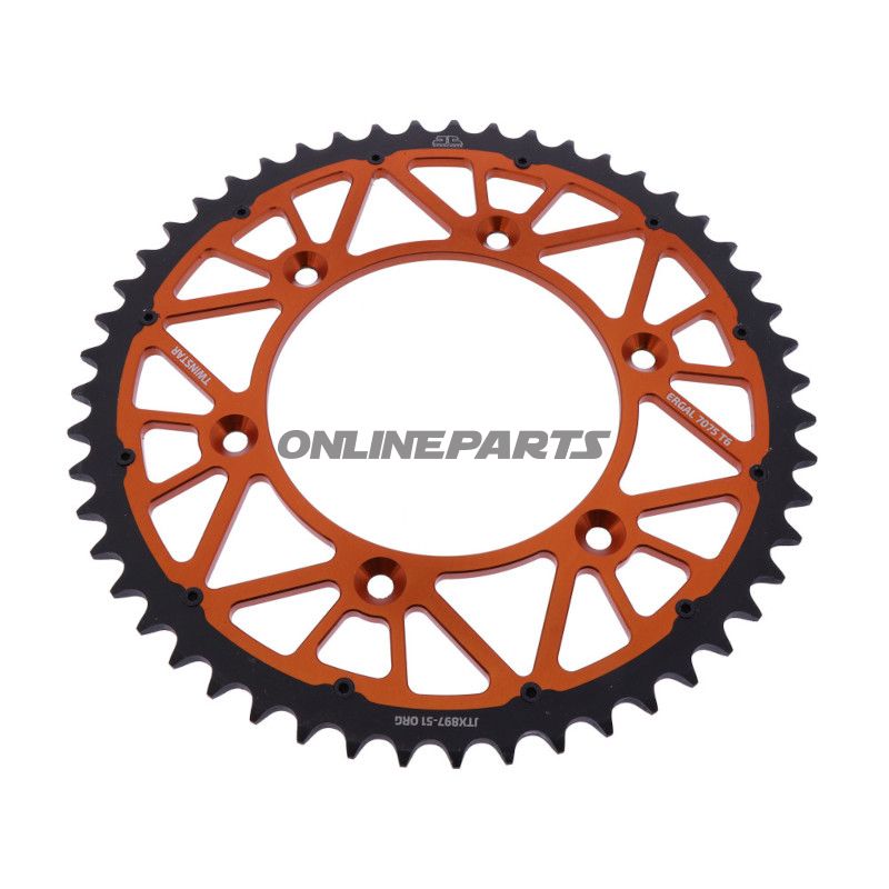 Kettenrad Twinstar 51Z Teilung 520 orange JT Innendurchmesser 125 Lochkreis 150