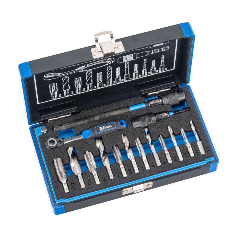 Spiral+GEWINDEB Bit Satz 16-teilig 1/4 6-Kant M4-12