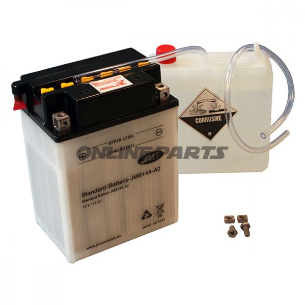 Motorcykelbatteri Yb14a-A2 Jmtincluding Acid Pack