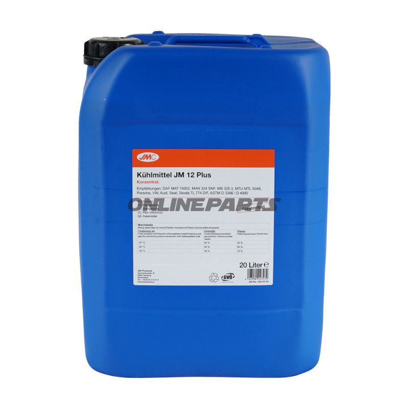 KØLEVÆSKE JM 12+ 20L JMC MED FROSTBESKYTTELSE AFLØBSHANE 6502007