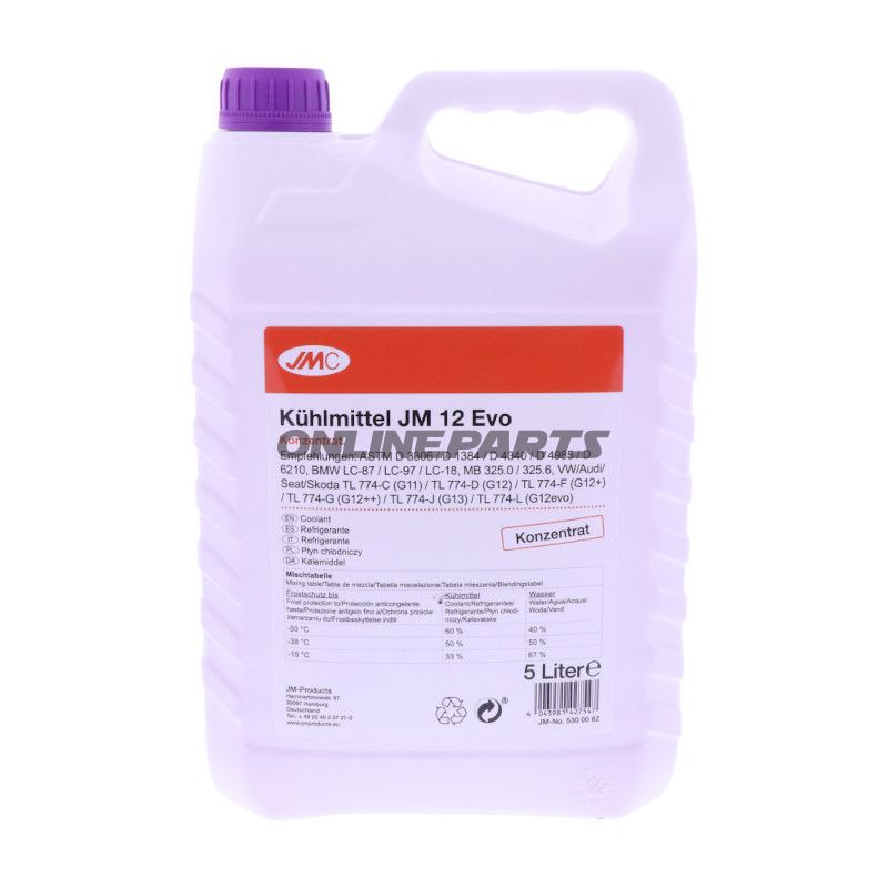 KØLEVÆSKE JM 12 EVO 5L JMC MED FROSTBESKYTTELSE