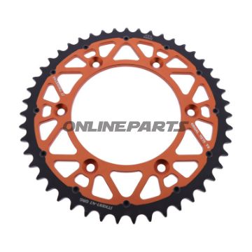 Kædehjul Twinstar 47T deling 520 orange JT indvendig diameter 125 boltcirkel 150