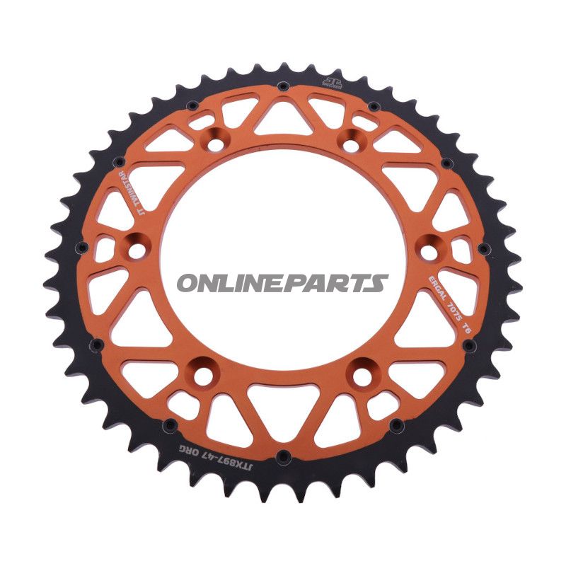 Kædehjul Twinstar 47T deling 520 orange JT indvendig diameter 125 boltcirkel 150