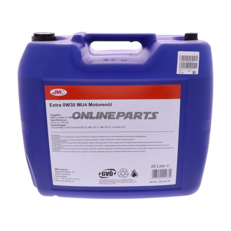 OEL MOT 0W30 MU4 20L JMC EKSTRA