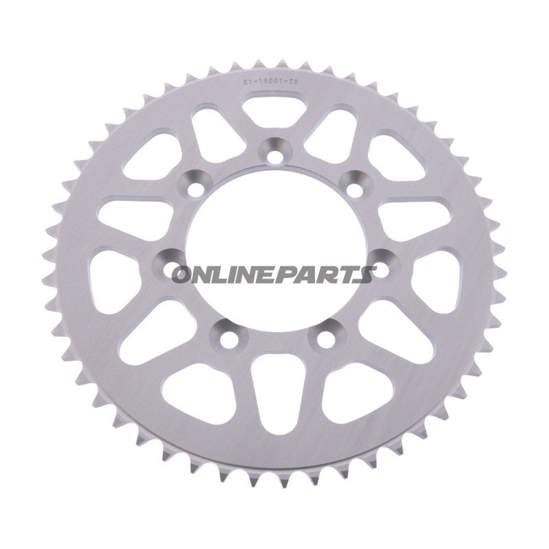 Legering tandhjul 53T pitch 428 sølv