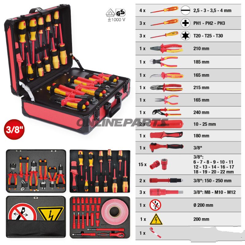 VÆRKTØJSSÆT HØJSPÆNDINGS 43 ISOLEREDE VÆRKTØJER