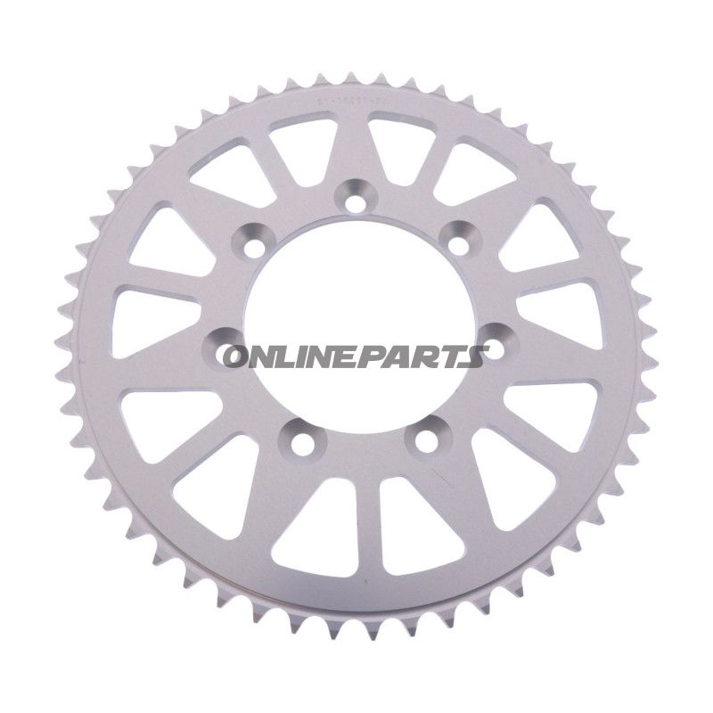 BAGESTE TANDHJUL ALUMINIUM 54 TAND PITCH 428 SØLV ESJOT INDVENDIG DIAMETER 085 BOLTAFSTAND 100