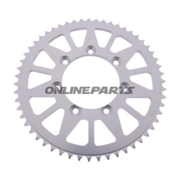 BAGESTE TANDHJUL ALUMINIUM 55 TAND PITCH 428 SØLV ESJOT INDVENDIG DIAMETER 085 BOLTAFSTAND 100